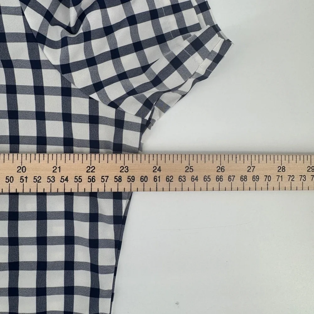 Mizzen + Main Mens Performance Short Sleeve Gingham Shirt Navy White Classic M